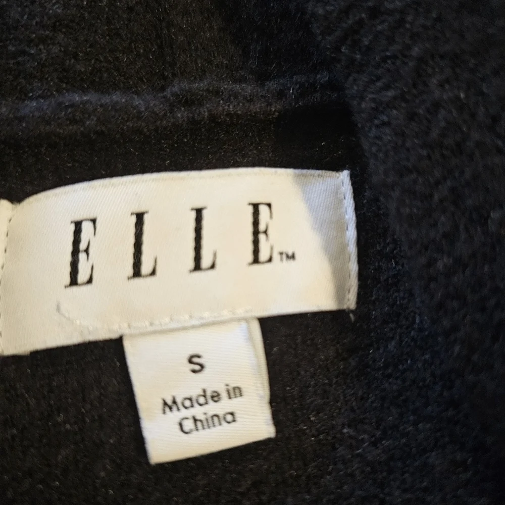 ELLE Black & Gray Open Front Long Color block Cardigan Sweater sz S - Picture 7 of 12